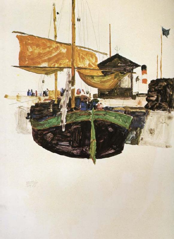 Egon Schiele Ships at Trieste